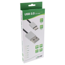 INLINE USB 2.0 Kabel Typ C Stecker ir A Stecker Schwarz, Alu flexibel 1m INLINE USB 2.0 Kabel Typ C Stecker ir A Stecker Schwarz, Alu flexibel 1m
