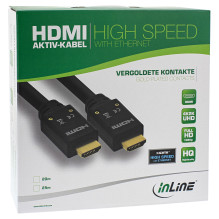 INLINE HDMI Didelės spartos eterneto kabelis 4K2K Aktyvus kištukas/lizdas su paauksuotais kontaktais ir integruotu stipr INLINE HDMI Didelės spartos eterneto kabelis 4K2K Aktyvus kištukas/lizdas su paauksuotais kontaktais ir integruotu stipr