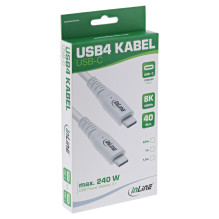 INLINE USB4 Kabel USB-C Stecker Stecker PD 240W 8K60Hz TPE weiss 2m