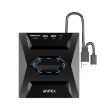 Išorinis DVD / CD įrašymo įrenginys Unitek, USB šakotuvas 5Gbps, SD kortelių skaitytuvas T1037A01