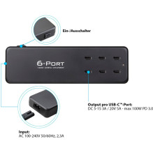 Good Connections USB-Desktop-Schnellladestation 120W 6-Port Good Connections USB-Desktop-Schnellladestation 120W 6-Port