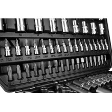 NEO TOOLS Socket Set 1 / 2", 1 / 4", 110 pcs, Satin Finish 10-211 NEO TOOLS Socket Set 1 / 2", 1 / 4", 110 pcs, Satin Finish 10-211