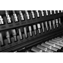 NEO TOOLS Socket Set 1 / 2", 1 / 4", 110 pcs, Satin Finish 10-211 NEO TOOLS Socket Set 1 / 2", 1 / 4", 110 pcs, Satin Finish 10-211