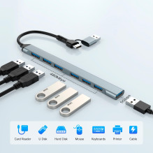 I / O HUB USB-A / USB-C 7PORT / UHB-ACM-U3P1U2P6-01 GEMBIRD I / O HUB USB-A / USB-C 7PORT / UHB-ACM-U3P1U2P6-01 GEMBIRD
