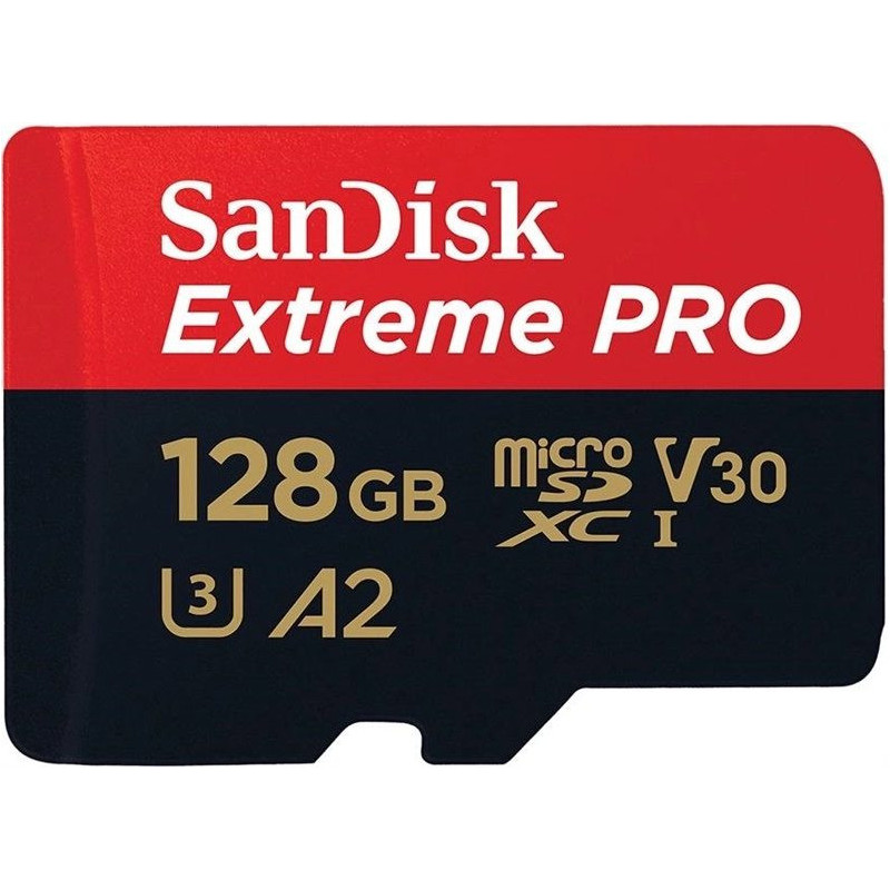 SANDISK Extreme PRO 128GB microSDXC + SD adapteris