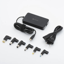 Forcell F-Energy E856 universalus nešiojamojo kompiuterio įkroviklis 65W USB-C + 6 adapteriai, juodas Forcell F-Energy E856 universalus nešiojamojo kompiuterio įkroviklis 65W USB-C + 6 adapteriai, juodas