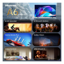 Hisense 58A6S (146 cm (58 colių), Black / Dark Grey, UltraHD / 4K, Trigubas imtuvas)