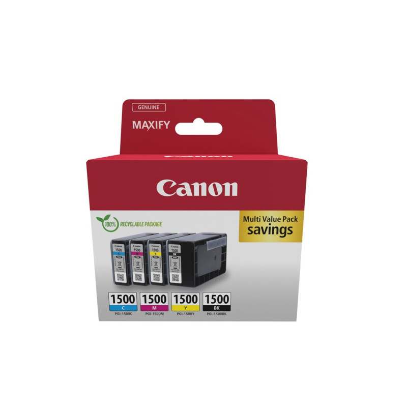 Tusz Canon RAŠALŲ KASETĖS PGI-1500 BK / C / M / Y MULTI NON-BLISTERED PRODUKTAI BE SECU, RITY