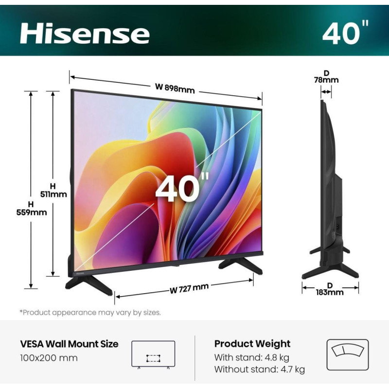 Hisense 40A49S (100 cm (40 inch), Black, HD Feature TV)