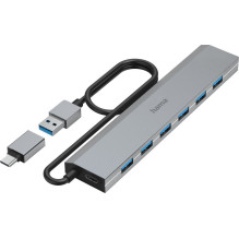 USB hub Hama 00200137, 7 ports, USB 3.2 Gen1, 5 Gbit / s, incl. USB-C adapter and power supply