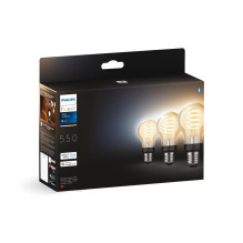 Philips Hue White Ambiance E27 A60 Filament Bulb 3-Pack 550lm Philips Hue White Ambiance E27 A60 Filament Bulb 3-Pack 550lm