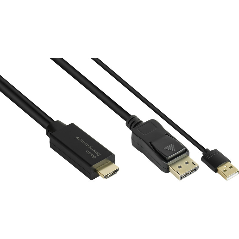 Good Connections Adapterio kabelis HDMI 2.0b kištukas prie DisplayPort 1.2 kištukas 4K @ 60Hz 2m