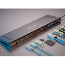 USB HUB 4smarts Nešiojamojo kompiuterio stovelis HUB 11in1 HDMI / VGA / 2xUSB-C / 3xUSB-A / RJ45 / SD / MMC / MicroSD / USB HUB 4smarts Nešiojamojo kompiuterio stovelis HUB 11in1 HDMI / VGA / 2xUSB-C / 3xUSB-A / RJ45 / SD / MMC / MicroSD /