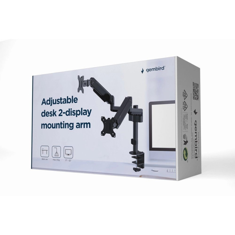 Gembird MA-DA2P-01 monitor mount / stand 81.3 cm (32") Desk Black