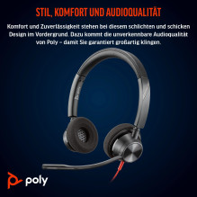 HP Poly Blackwire 3320 Stereo Microsoft Teams Certified USB-C Headset +USB-C / A Adapter