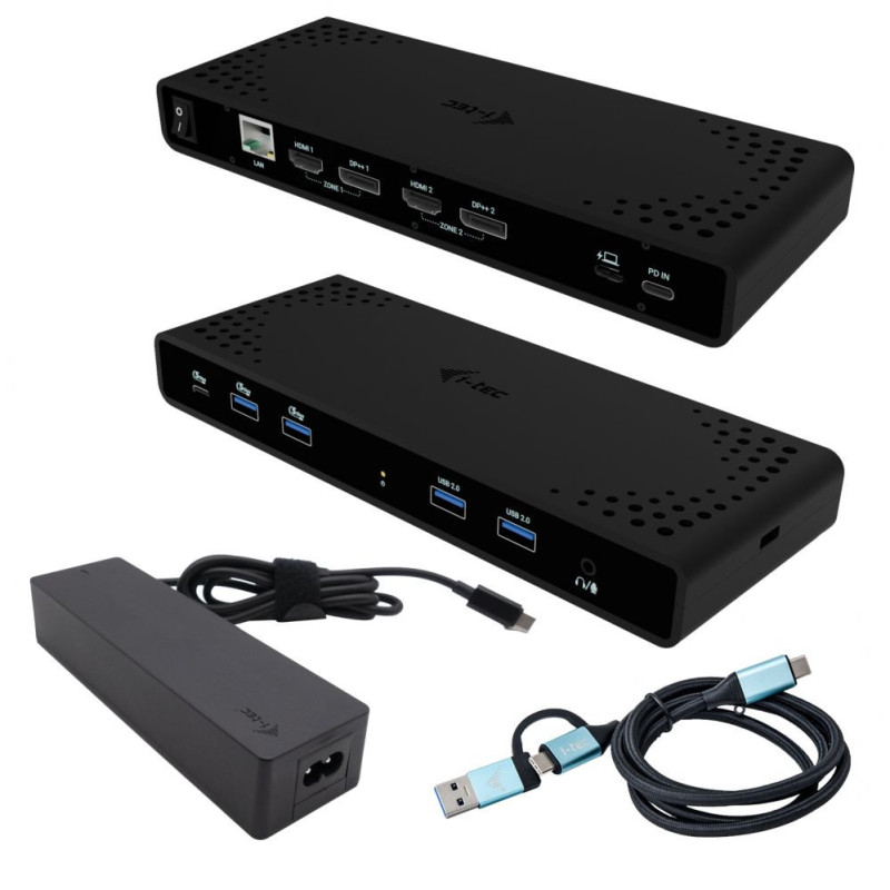 Universal Docking Station Dual 4K Display Power Delivery 85W + i-tec USB-C Charger 100W