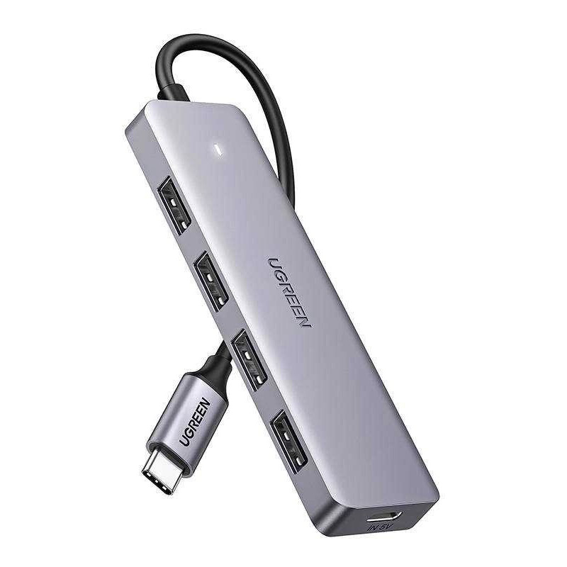 UGREEN 4in1 adapter Hub USB-C to 4x USB 3.0 + USB-C (grey)