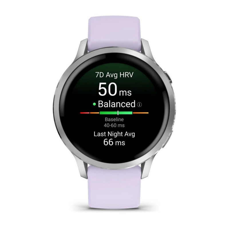 Garmin „Venu 4“ 3,05 cm (1,2 colio) AMOLED 41 mm Skaitmeninis 390 x 390 pikselių Jutiklinis ekranas Silver „Wi-Fi“ GPS (