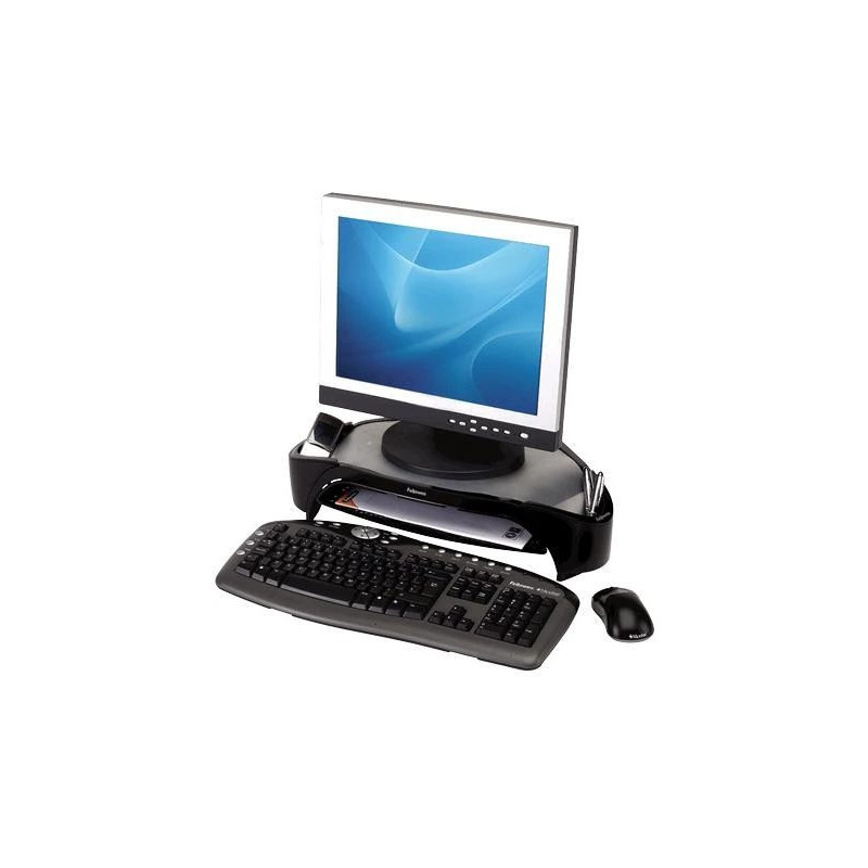 Fellowes Computer Monitor Stand with 3 Height Adjustments - Smart Suites Monitor Riser Plus with Storage Area - Ergonomi