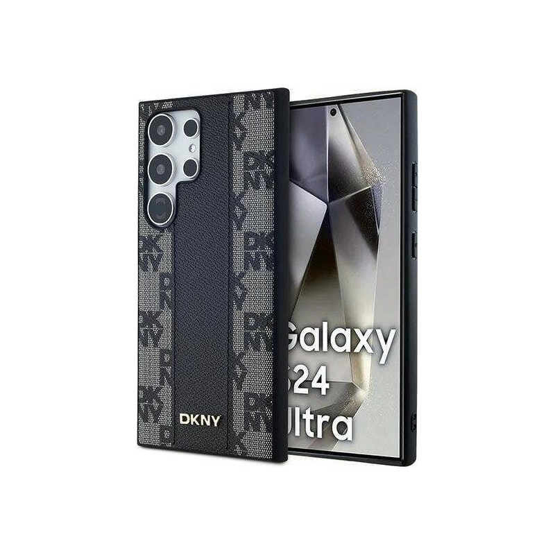 DKNY Odinis languotas vienspalvis „MagSafe“ Case skirtas Samsung „Galaxy S24 Ultra“ (juodas)