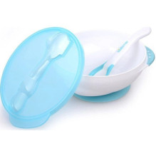 Kidsme bowl with suction cup lid and thermo spoon Aquamarine from 9 months 9832AQ