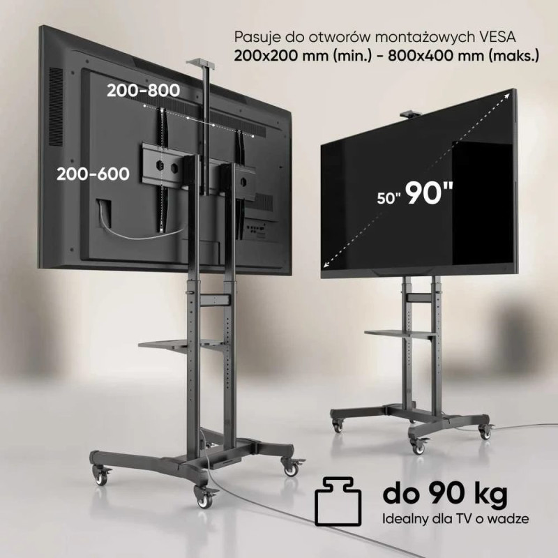 ONKRON Mobilus stovas, pakreipiamas iki TV 50 - 90°, maks. 100 kg, juodas TS1891