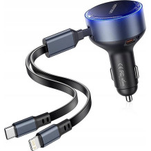 Ładowarka samochodowa Vention FFOB0 USB-C + kabelis USB-C / Lightning 30W