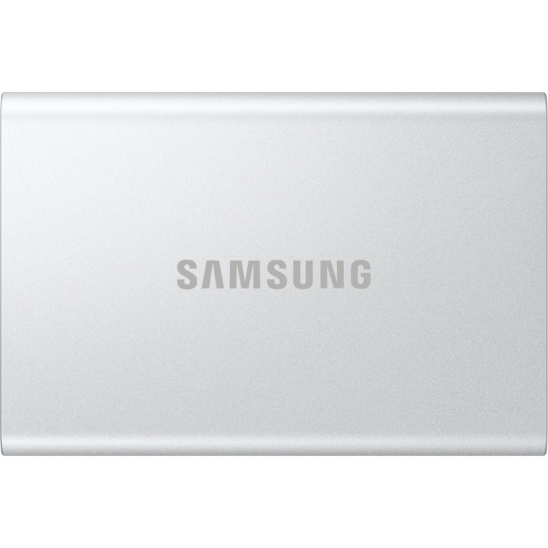 Nešiojamas kietasis diskas SSD Samsung T7 Prikeltas 4TB, kurio skaitymo greitis yra 1050 MB/s, įrašymo greitis – 1000 MB
