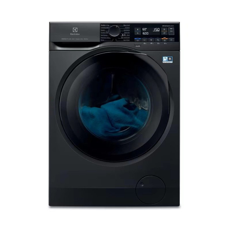 Electrolux skalbimo mašina-džiovyklė. Juodos spalvos skalbimo mašina su džiovykle EW8W261BG