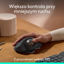Logitech MX Ergo S Grafit - Kabellose Komfort-Trackball-Maus mit Silent-Klick + Logi Bolt Adapter