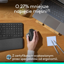 Logitech MX Ergo S Grafit - Kabellose Komfort-Trackball-Maus mit Silent-Klick + Logi Bolt Adapter