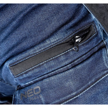 NEO TOOLS DENIM Work Trousers, Cordura Reinforcements, Detachable Holster Pockets, Navy Blue, Size M / 50 NEO TOOLS DENIM Work Trousers, Cordura Reinforcements, Detachable Holster Pockets, Navy Blue, Size M / 50