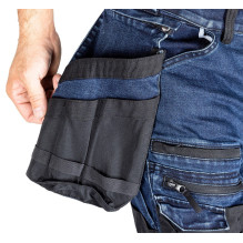 NEO TOOLS DENIM Work Trousers, Cordura Reinforcements, Detachable Holster Pockets, Navy Blue, Size M / 50 NEO TOOLS DENIM Work Trousers, Cordura Reinforcements, Detachable Holster Pockets, Navy Blue, Size M / 50