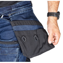 NEO TOOLS DENIM Work Trousers, Cordura Reinforcements, Detachable Holster Pockets, Navy Blue, Size M / 50 NEO TOOLS DENIM Work Trousers, Cordura Reinforcements, Detachable Holster Pockets, Navy Blue, Size M / 50