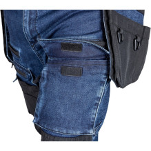 NEO TOOLS DENIM Work Trousers, Cordura Reinforcements, Detachable Holster Pockets, Navy Blue, Size M / 50 NEO TOOLS DENIM Work Trousers, Cordura Reinforcements, Detachable Holster Pockets, Navy Blue, Size M / 50