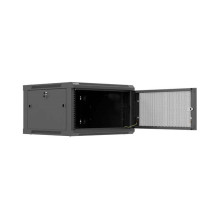 LANBERG WALL-MOUNTED ĮRENGIMO RACK SPINTELĖ 19" 6U 600X600 JUODA, PERFORUOTOS DURYS (PLOKŠČIA PAKUOTĖ)