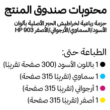 HP 903 4-Pack CMYK(4) Original Ink Cartridge Combo Schwarz, Cyan, Magenta, Gelb 25,9ml 300Seiten 315Seiten