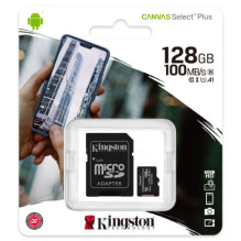 128GB Memory Card MICRO SDXC Kingston Canvas with SD Adapter, UHS-I