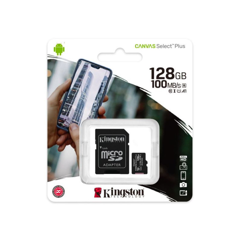 128GB Memory Card MICRO SDXC Kingston Canvas with SD Adapter, UHS-I