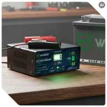 Mikroprocesorinis įkroviklis 6–12 V 15 A + akumuliatoriaus įkroviklis W14017 WUBER