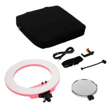 Apšvietimo Įranga - Caruba Round Vlogger 18" LED Set 9800 Lumen Rožinė