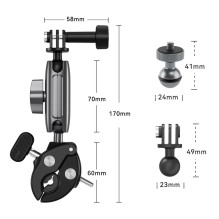 Camera mount - Telesin GP-HBM-001 handlebar mount (8-38mm, double ball bearings) Camera mount - Telesin GP-HBM-001 handlebar mount (8-38mm, double ball bearings)