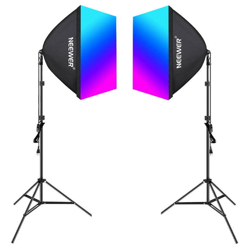 Apšvietimo Rinkinys - Neewer NK800 RGB LED Softbox Rinkinys Su Reguliuojamais Stoveliais 2700-6500K Spalvų Temperatūra J