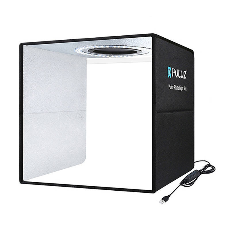 Fotografijos studija - Puluz PU5032B 30x30x30cm foto palapinė su LED apšvietimu