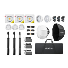 Apšvietimo įranga - Godox ML100BI KIT3 LED vaizdo šviesa reguliuojama 2800K-6500K Apšvietimo įranga - Godox ML100BI KIT3 LED vaizdo šviesa reguliuojama 2800K-6500K