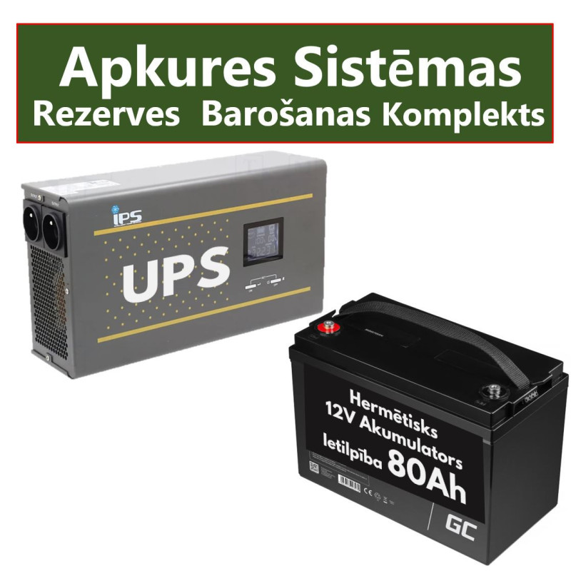 Set Uninterruptible power supply unit (Inverter) for heating system 600W + 12V 80Ah battery