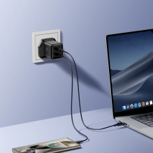 Joyroom Travel Charger (UK) C+C. PD 45W, Black (JR-TCG17) Joyroom Travel Charger (UK) C+C. PD 45W, Black (JR-TCG17)