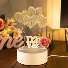 3D Širdelės formos naktinė lemputė Extralink Namams, optinė iliuzija miegamajam, USB atmintinė