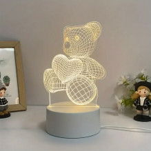 3D Širdelės formos meškiuko naktinė lemputė Extralink Namai, optinė iliuzija miegamajam, USB atmintinė 3D Širdelės formos meškiuko naktinė lemputė Extralink Namai, optinė iliuzija miegamajam, USB atmintinė