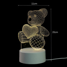 3D Heart Bear Night Light Extralink Home, Optical Illusion for Bedroom USB 3D Heart Bear Night Light Extralink Home, Optical Illusion for Bedroom USB